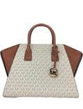 Michael Kors Signature Coated Canvas and Leather Avril Satchel Bag Large