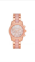 Michael Kors Ritz Chronograph Quartz Crystal Two Tone Strap Ladies Watch - MK6769