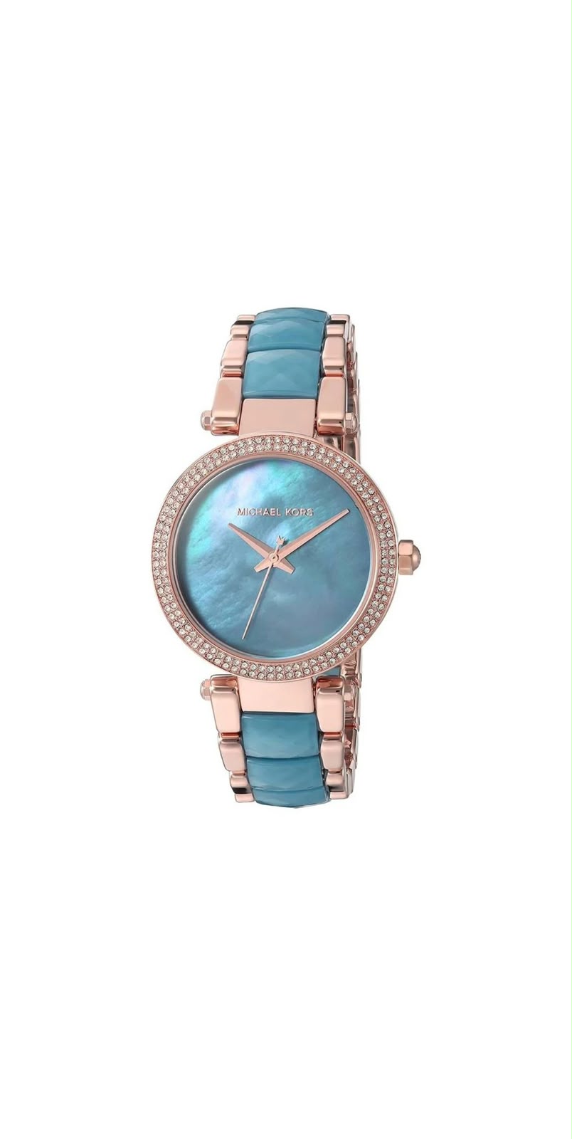 Michael Kors Parker Blue Mother Of Pearl Dial Two Tone Steel Strap Ladies Watch - Mk6491